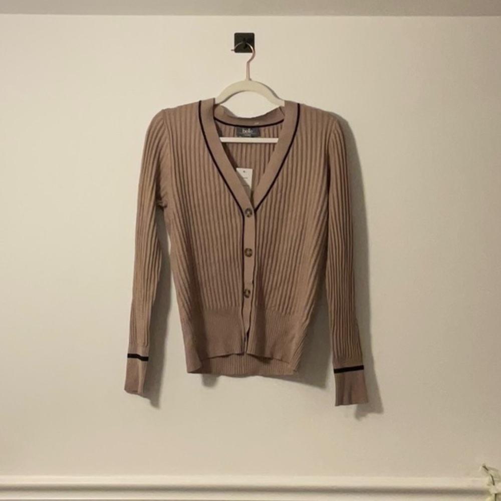 Belldini Tan Cardigan Sweater Classic Knit